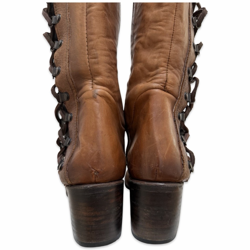 Freebird Wyatt Leather Lace Up Knee Tall Boot Women US 10 Cognac Brown Steampunk - Picture 10 of 16